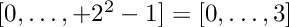 $[0,\ldots,+2^2-1]=[0,\ldots,3]$